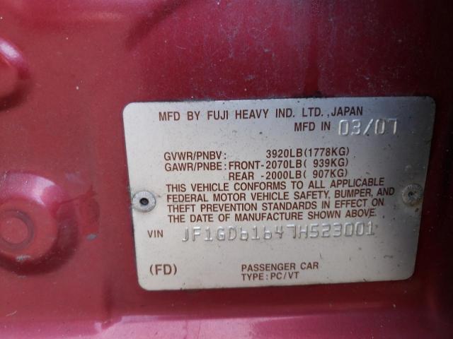 Photo 10 from auction – 2007 SUBARU IMPREZA SE with VIN JF1GD61647H523001
