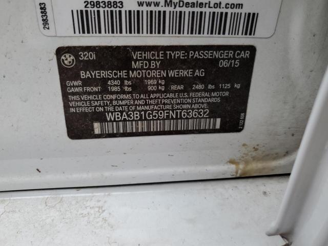 Photo 10 from auction – 2015 BMW 320 I with VIN WBA3B1G59FNT63632
