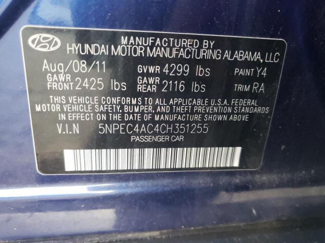 Photo 10 from auction – 2012 HYUNDAI SONATA SE with VIN 5NPEC4AC4CH351255