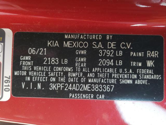 Photo 10 from auction – 2021 KIA FORTE FE with VIN 3KPF24AD2ME383367
