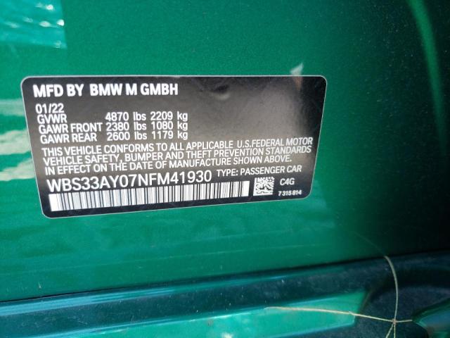 Photo 10 from auction – 2022 BMW M3 COMPETI with VIN WBS33AY07NFM41930