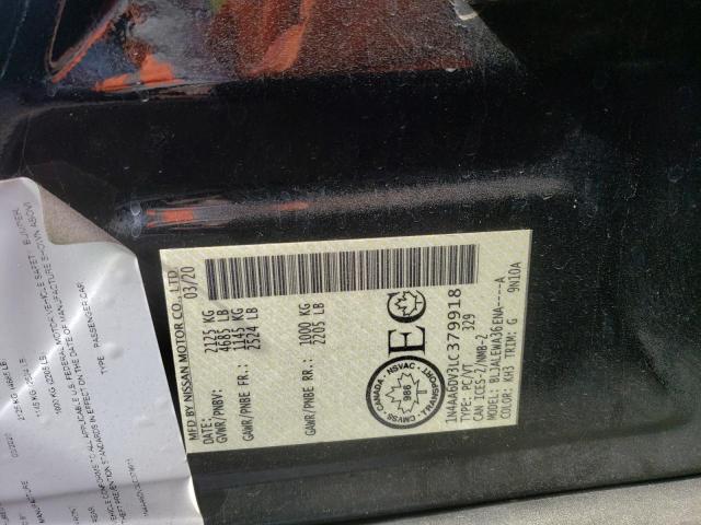 Photo 10 from auction – 2020 NISSAN MAXIMA SL with VIN 1N4AA6DV3LC379918