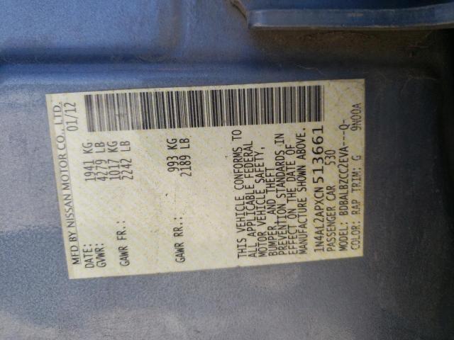 Photo 10 from auction – 2012 NISSAN ALTIMA BAS with VIN 1N4AL2APXCN513661