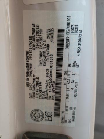 Photo 10 from auction – 2017 FORD ESCAPE SE with VIN 1FMCU0G90HUD31313