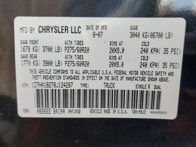 Photo 10 from auction – 2008 DODGE RAM 1500 S with VIN 1D7HA18278J124287