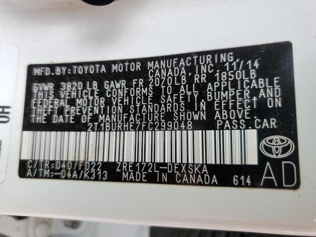 Photo 10 from auction – 2015 TOYOTA COROLLA L with VIN 2T1BURHE7FC299048