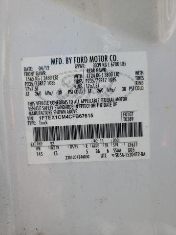 Photo 10 from auction – 2012 FORD F150 SUPER with VIN 1FTEX1CM4CFB67615