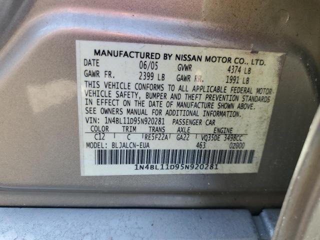Photo 10 from auction – 2005 NISSAN ALTIMA SE with VIN 1N4BL11D95N920281