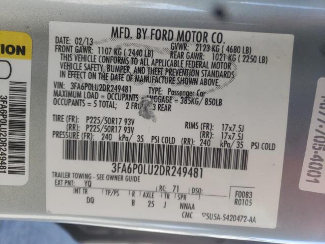 Photo 10 from auction – 2013 FORD FUSION SE with VIN 3FA6P0LU2DR249481