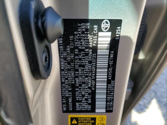 Photo 10 from auction – 2016 TOYOTA CAMRY LE with VIN 4T4BF1FK4GR563725