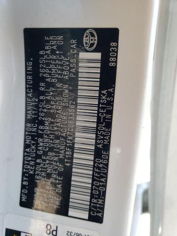 Photo 10 from auction – 2012 TOYOTA CAMRY BASE with VIN 4T1BF1FK7CU633562