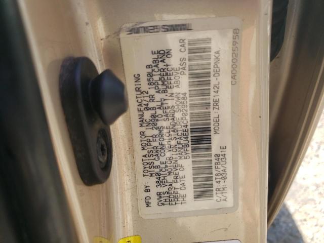 Photo 10 from auction – 2012 TOYOTA COROLLA BA with VIN 5YFBU4EE4CP029584