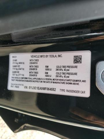 Photo 10 from auction – 2021 TESLA MODEL 3 with VIN 5YJ3E1EA9MF064552