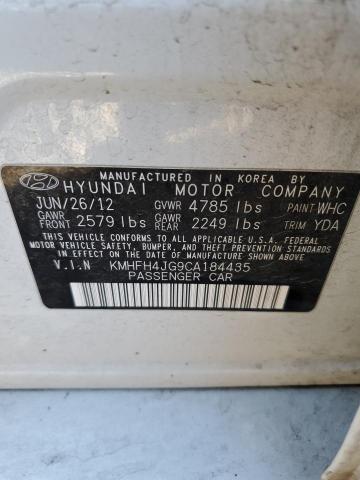 Photo 10 from auction – 2012 HYUNDAI AZERA GLS with VIN KMHFH4JG9CA184435