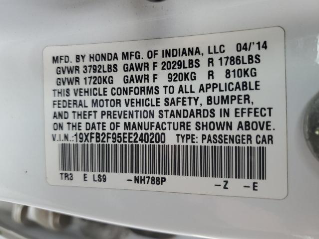 Photo 10 from auction – 2014 HONDA CIVIC EXL with VIN 19XFB2F95EE240200