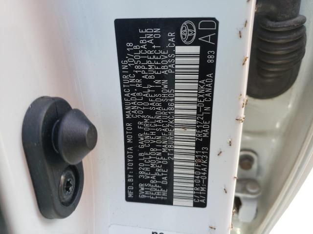 Photo 10 from auction – 2019 TOYOTA COROLLA L with VIN 2T1BURHE7KC186405
