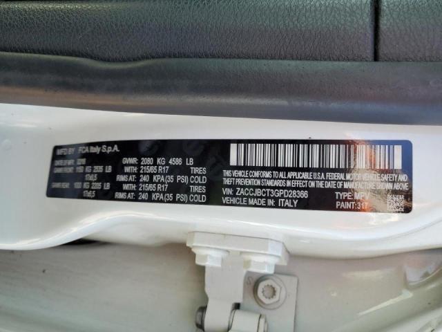Photo 10 from auction – 2016 JEEP RENEGADE T with VIN ZACCJBCT3GPD28366