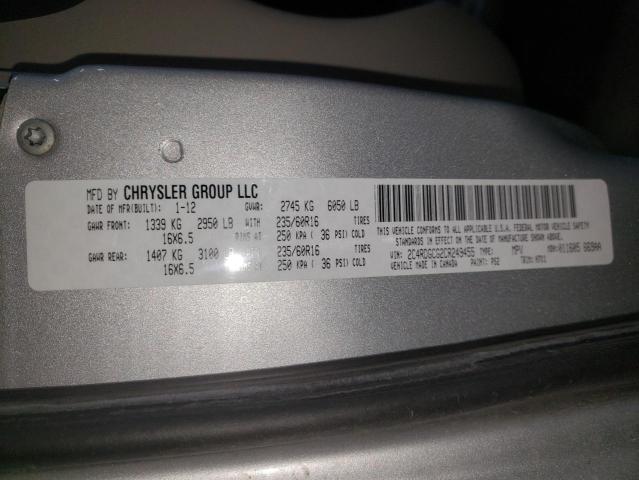 Photo 10 from auction – 2012 DODGE GRAND CARA with VIN 2C4RDGCG2CR249455