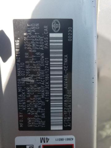 Photo 10 from auction – 2011 TOYOTA CAMRY BASE with VIN 4T1BF3EK1BU127401