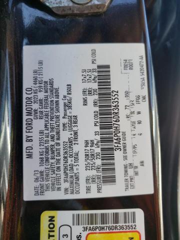 Photo 10 from auction – 2013 FORD FUSION SE with VIN 3FA6P0H76DR363552
