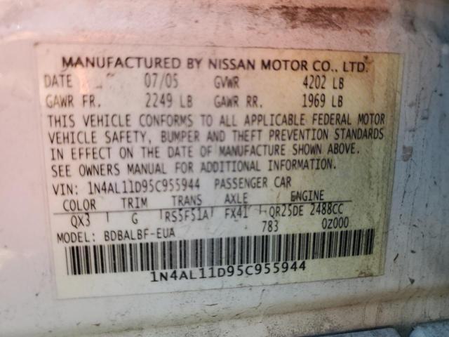 Photo 10 from auction – 2005 NISSAN ALTIMA S with VIN 1N4AL11D95C955944
