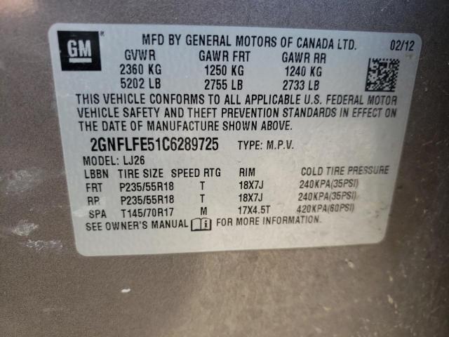 Photo 10 from auction – 2012 CHEVROLET EQUINOX LT with VIN 2GNFLFE51C6289725
