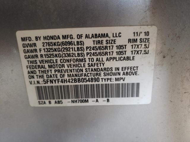 Photo 10 from auction – 2011 HONDA PILOT EX with VIN 5FNYF4H42BB054890