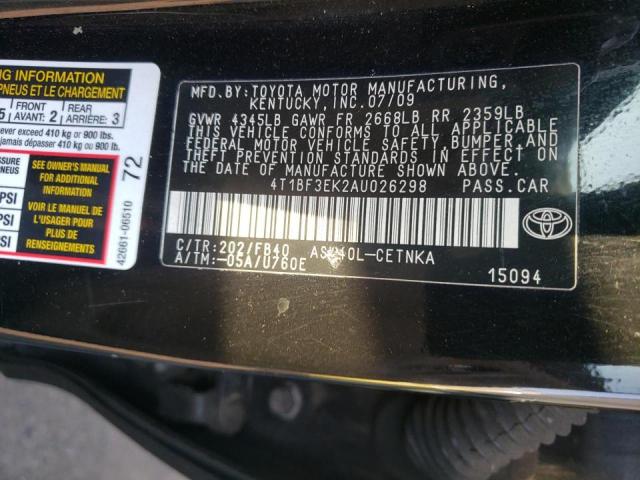 Photo 10 from auction – 2010 TOYOTA CAMRY BASE with VIN 4T1BF3EK2AU026298