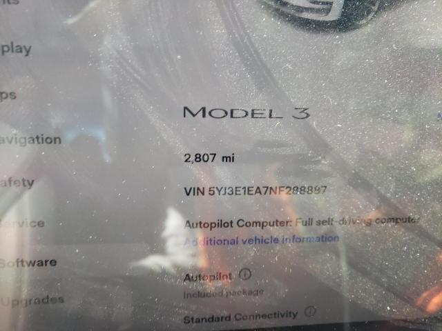 Photo 8 from auction – 2022 TESLA MODEL 3 with VIN 5YJ3E1EA7NF288887