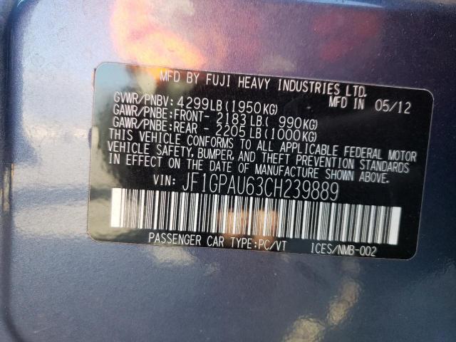 Photo 10 from auction – 2012 SUBARU IMPREZA SP with VIN JF1GPAU63CH239889