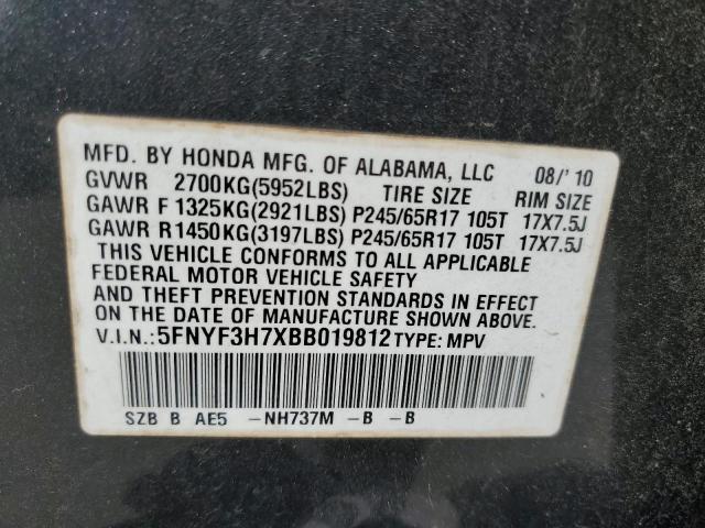 Photo 10 from auction – 2011 HONDA PILOT EXLN with VIN 5FNYF3H7XBB019812