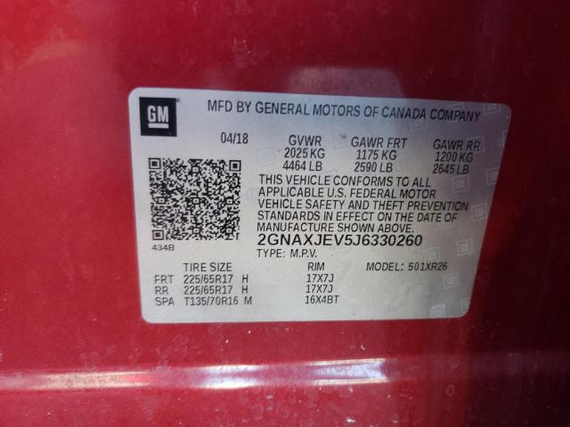 Photo 10 from auction – 2018 CHEVROLET EQUINOX LT with VIN 2GNAXJEV5J6330260