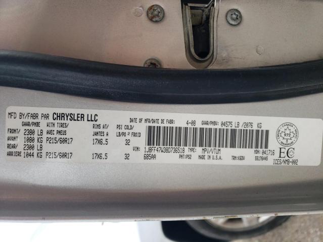 Photo 10 from auction – 2008 JEEP COMPASS SP with VIN 1J8FF47W38D736518