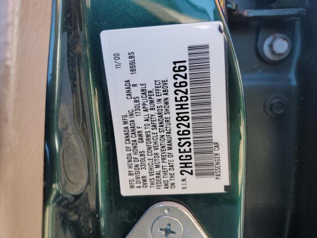 Photo 10 from auction – 2001 HONDA CIVIC DX with VIN 2HGES16281H526261