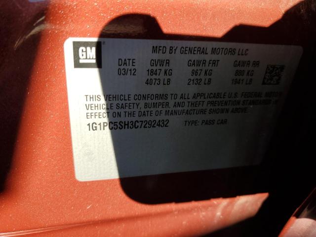 Photo 10 from auction – 2012 CHEVROLET CRUZE LS with VIN 1G1PC5SH3C7292432