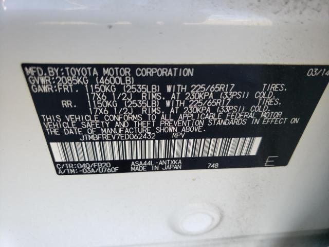 Photo 10 from auction – 2014 TOYOTA RAV4 LE with VIN JTMBFREV7ED062432