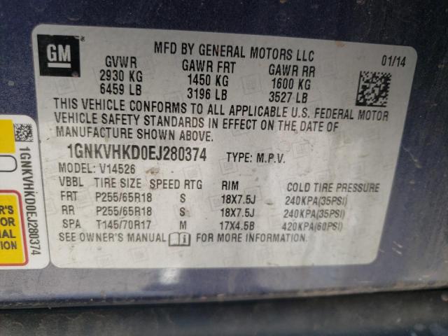 Photo 10 from auction – 2014 CHEVROLET TRAVERSE L with VIN 1GNKVHKD0EJ280374