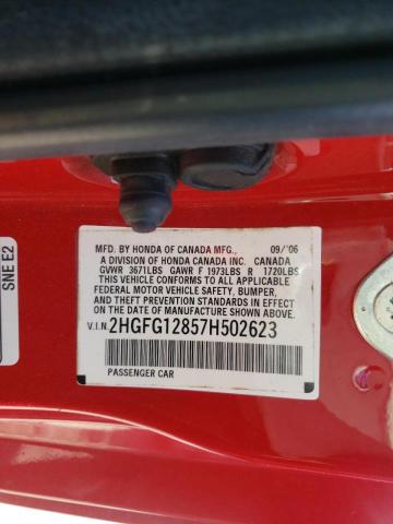 Photo 10 from auction – 2007 HONDA CIVIC EX with VIN 2HGFG12857H502623