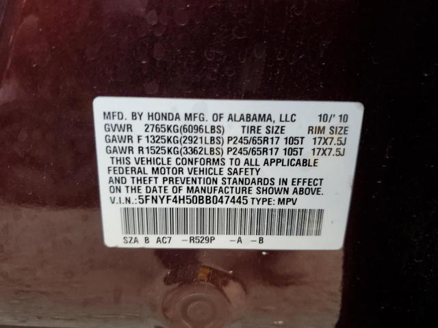 Photo 10 from auction – 2011 HONDA PILOT EXL with VIN 5FNYF4H50BB047445