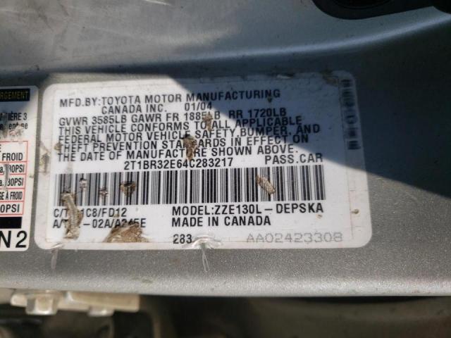 Photo 10 from auction – 2004 TOYOTA COROLLA CE with VIN 2T1BR32E64C283217