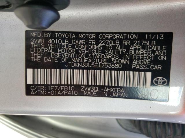 Photo 10 from auction – 2014 TOYOTA PRIUS with VIN JTDKN3DU5E1753680