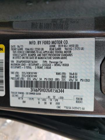 Photo 10 from auction – 2016 FORD FUSION SE with VIN 3FA6P0HD2GR156344
