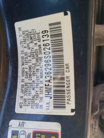 Photo 10 from auction – 2006 HONDA CIVIC HYBR with VIN JHMFA36296S026139