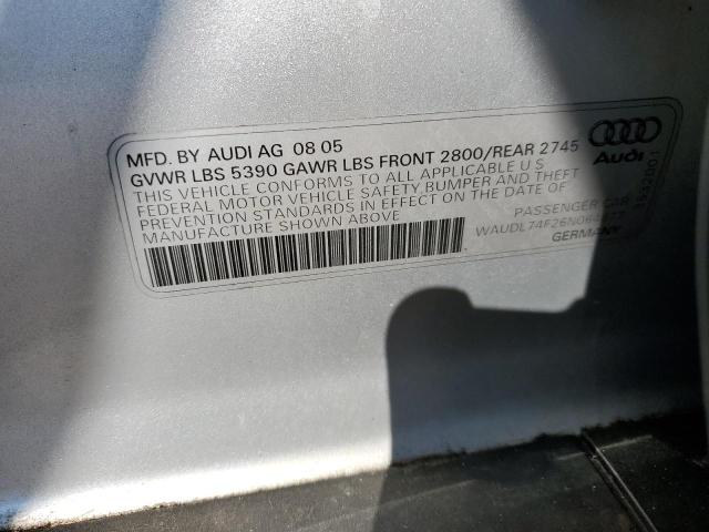 Photo 10 from auction – 2006 AUDI A6 4.2 QUA with VIN WAUDL74F26N064677