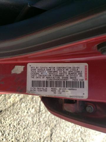 Photo 10 from auction – 1994 TOYOTA COROLLA BA with VIN JT2AE09V6R0069687