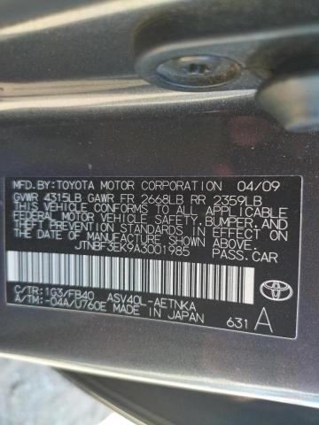 Photo 10 from auction – 2010 TOYOTA CAMRY BASE with VIN JTNBF3EK9A3001985