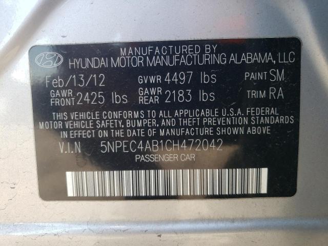 Photo 10 from auction – 2012 HYUNDAI SONATA SE with VIN 5NPEC4AB1CH472042