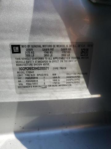 Photo 10 from auction – 2017 CHEVROLET SILVERADO with VIN 3GCPCREC8HG205571