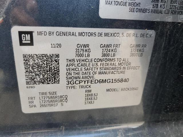 Photo 10 from auction – 2021 CHEVROLET SILVERADO with VIN 3GCPYFED6MG155840