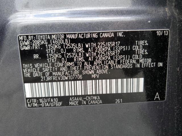 Photo 10 from auction – 2013 TOYOTA RAV4 XLE with VIN 2T3RFREV3DW107706
